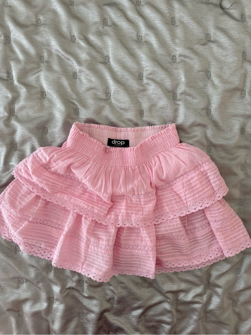 Light Pink Tiered Ruffle Mini Skirt